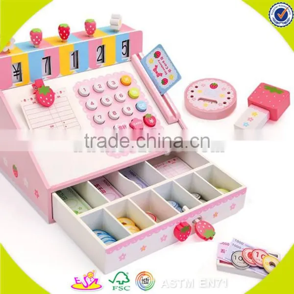 Wholesale Baby Pink Wooden Cash Register, Elegant Kids Wooden Cash Register, Popular Children Wooden Cash Register W10A035 photo-6