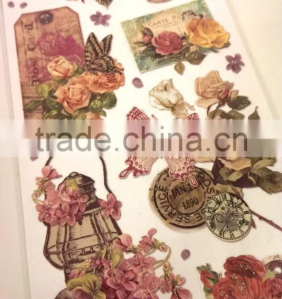 Embossed Sticker, Antique Elegance Design Sticker for Decoration, Classic Decorative Shinny Glitter Sticker photo-5