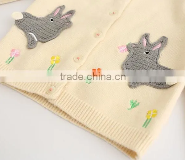 Fine-knit Kids Cardigan Sweater in 100%cotton Bunny Pattern photo-5