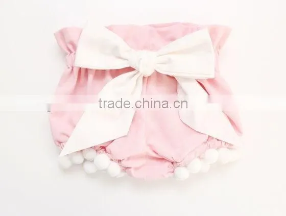 Black White Stripes Bloomer With Hot Pink Pom Pom New Born Baby Clothes photo-3