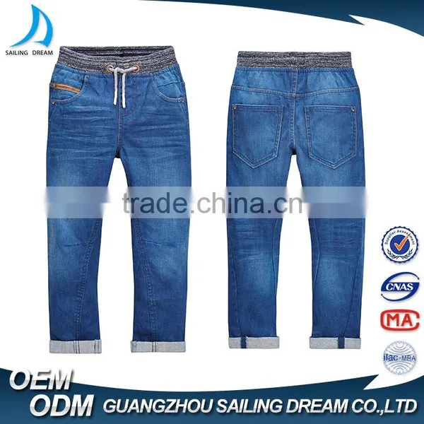 2017 Factory Hot Sale High Quality Stylish Classic Knitted Waistband Children Jeans Pants for Boys photo-2