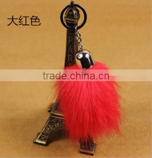 Imitation Fox Tail Car Keychain Fake Hair Ball Ornaments Lady Fur Pendant Cute Hair Ball Key Holder Bag photo-4