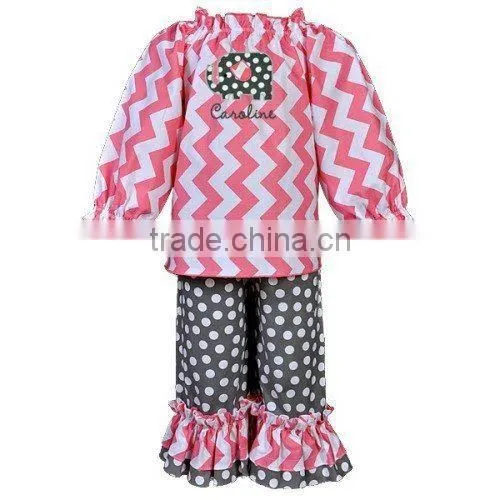 Newborn Chevron Ruffle Baby Boutique Wholesale Romper photo-3