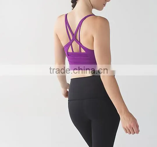 Custom 88% Polyester 12% Spandex Sexy Bra Purple Gym Wear for women