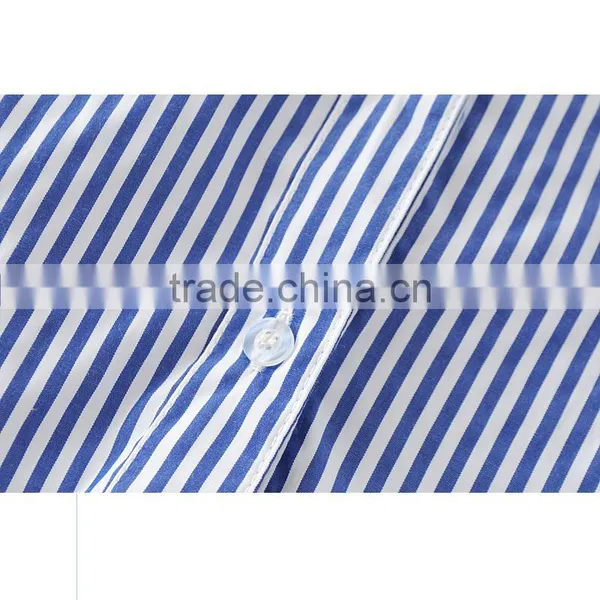 Wholesale Womens 100% Cotton Long Sleeve Strip Oxford Blouse photo-4