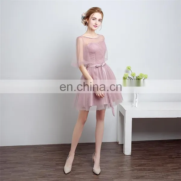 HS1612 Knee Length Short Cheap Wedding Bridesmaid Dress 2016 Custom Made 100% Real Images photo-4