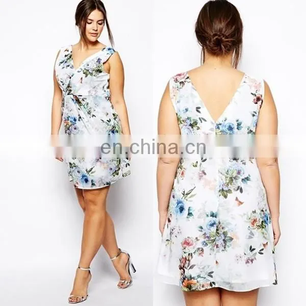 Floral Print Fat Women Clothes Plus Size Cocktail Dress Plus Size Party Dress