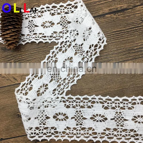 OLCT071 0.8cm Fashion Pink Cotton African Tulle Lace Crochet Guipure for Ladies Clothes photo-5