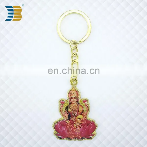 3D Indian Lady Custom Painted Gold Plating Keychain photo-3