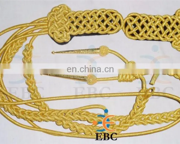 Military Aiguillette, Gold Wire Military Double Tip Uniform Aiguillette, Navy Aiguillette Lanyard, Shoulder Cord photo-3