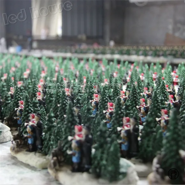 4'' B/O LED Snowman With Tree Scene,x'mas Tree Scene,choir Scene Play Snowman Polyresin Christmas House Decoration photo-4