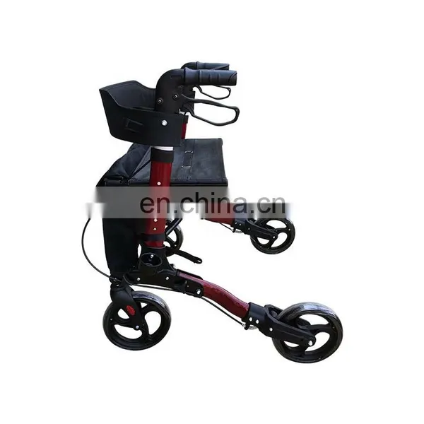 China Manufacturers Aluminum Transport Rollator Walker With Seat and Footrest photo-3
