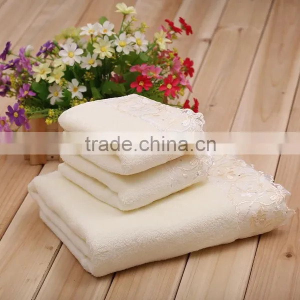 China Manufactory Cotton Fabric Wholesale Lace Terry Fabric 34*76cm / 70*140cm Towel Set photo-2