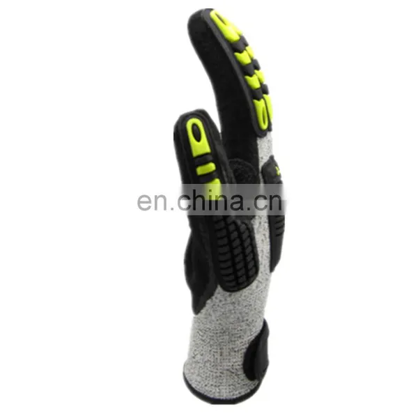 13G HPPE Liner Sandy Nitrile Coated TPR Anti Impact Work Mechanic Cut Resistant Safety Gloves photo-4