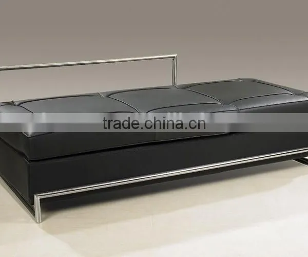 Replica european style stainless steel frame comfortable PU leather black color Eileen Gray Daybed, eileen gray sofa