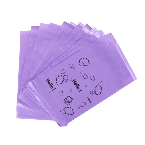 Purple Yellow Self‑Adhesive Disposable Feminine Hygiene Bags, Thick Sanitary Napkin Disposal Bags, Custom Printed Women Period Waste Bags