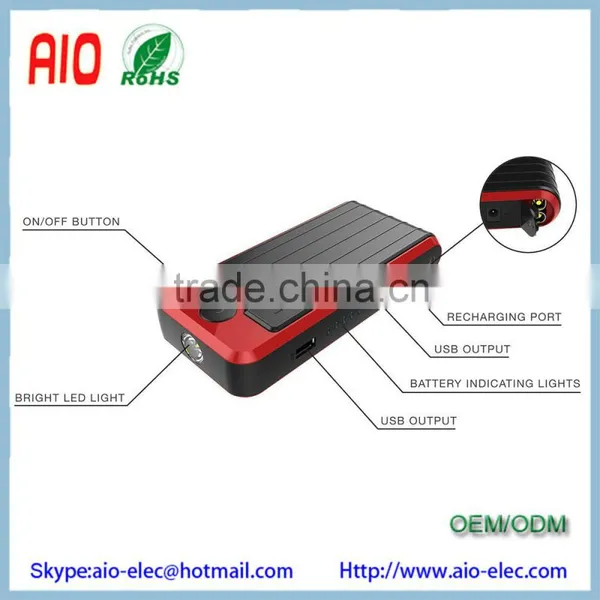 12V 12000mAh Red Black Portable Power Bank and Car Jump Starter photo-2