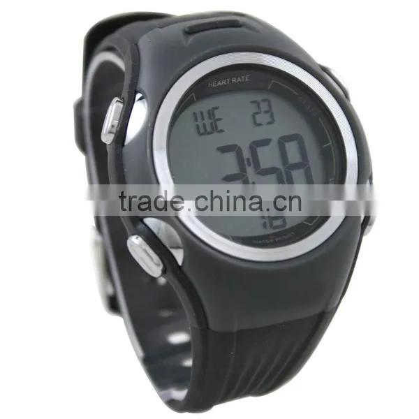 DW177 Black Color Digital Rubber Chrono, Timer, Alarm ,heart Rate Monitor Watch photo-3