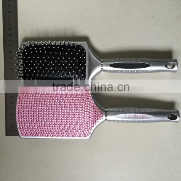 Women's Handcrafted Bling Bling Rhinestones Massaging Paddle Hair Brush Silver/Rose Red Custom Logo photo-2
