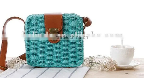 Fashion Girl's Beige Paper Straw Craft Bag photo-3