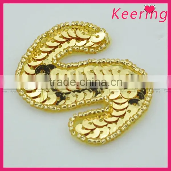 100% Handwork Letter Patch in Gold Sequins for May WRAB-032 photo-3