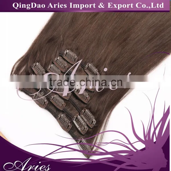 Remy (Remi) Human Hair Clip in Extensions Brown photo-3