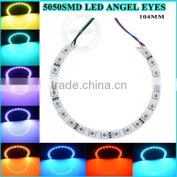 RGB Color 104mm DC12V Black PCB Semi Circle 5050 Smd Angel Eyes Auto Parts German Cars photo-6