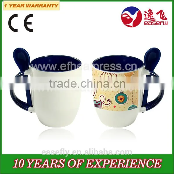 11oz Dual Color Inserted Spoon Cup, Sublimation Coffee Mug, Sublimation Milk Mug photo-5