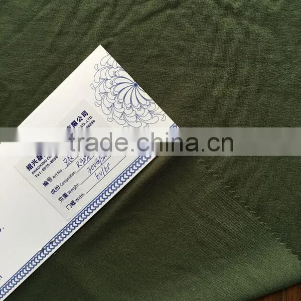 Shaoxing Zequn Textile 300g/sm Rayon Spandex Jersey , Heavy Thick Navy Green Rayon Spandex Single Jersey Fabric for Garments