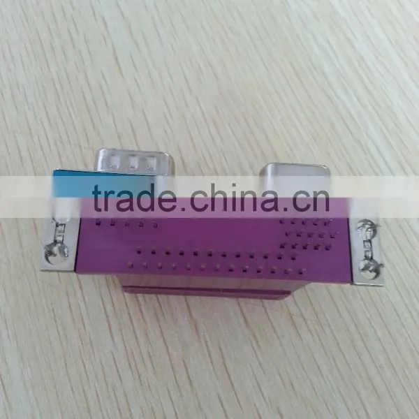 Dual Port D-SUB 25p Female to 9p Male to 15p Female Right Angle Connector photo-3