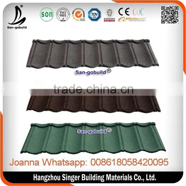 Zinc Supplier Green Unfade Durability Stone Coated Metal Roof Tile in Zhejiang photo-2