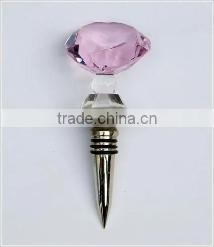 Pink Diamond Glass Bottle Stoppers for Wedding