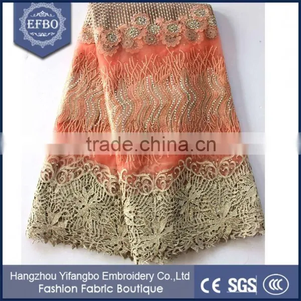 Fashion Style Indian Wedding Embroidery Lace Fabric the Factory in China photo-3