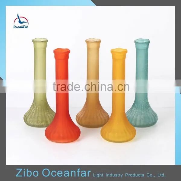Good Quality Antique Long Neck Glass Vase Frosted Coloured Glass Vase photo-6