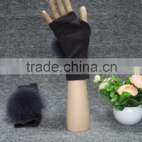 Factory Price Women's Leather Gloves With Rex Rabbit Fur/black Gloves photo-4
