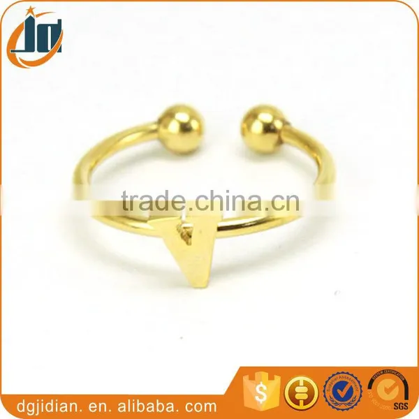Fashion Stainless Steel Gold Plated Letter Alphabet Ring With Ball photo-4