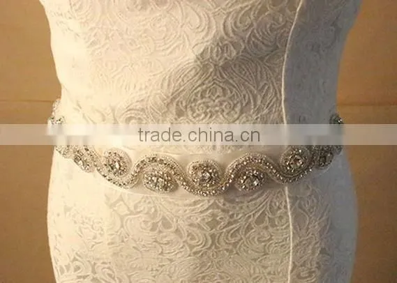Wholesale Diy Bridal Sash and Belt Rhinestone Trim Applique Patch Silver WA016 photo-4