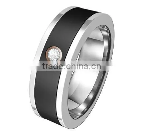 Men's Tungsten CZ Bands With Mirror Polished Tungsten Stripe Jewelry Ring photo-3