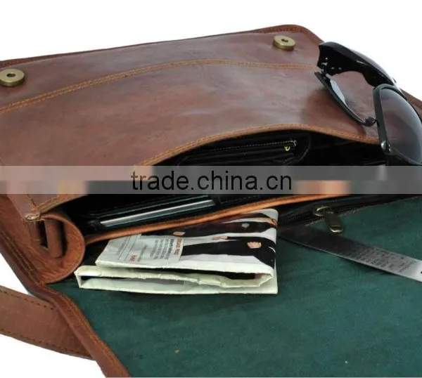 Antique Pure Leather Genuine Vintage Look Messenger From Rustic Town photo-3