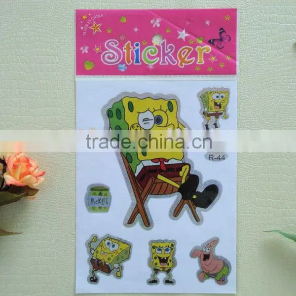 Customized Cartoon Sponge Laser Sticker