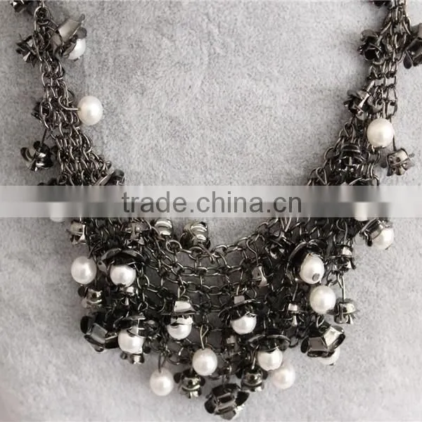 2016 Fashion Jewelry White Pearl Beads Necklace Gold Plated Necklace photo-2
