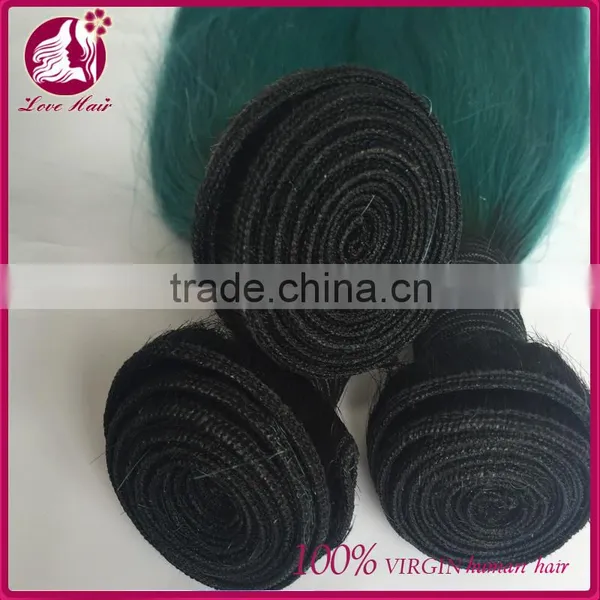 Beautiful Ombre Hair #1B Teal Straight Unprocessed Virgin Human Brazilian Hair Bundles photo-2