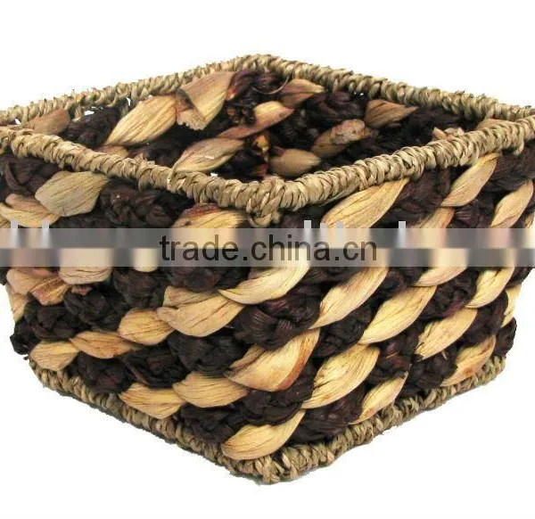 Square Home Water Hyacinth Storage Hamper