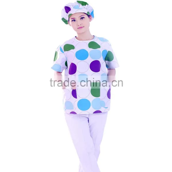 2016 HotSelling Fashion Style Plain Woven Hospital Use OEM/cheap Medical Polyester Cotton Short Sleeve Scrubs With High Quality photo-3