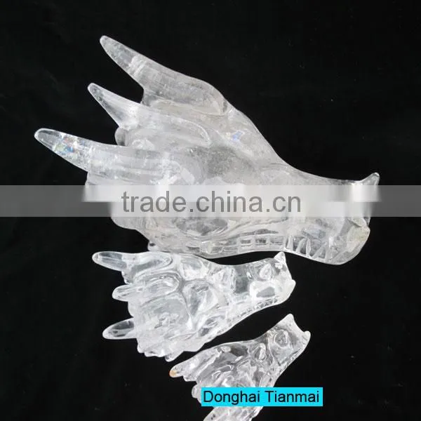 Wholesale Rock Quartz Crystal Dragon Skull Carving With Many Sizes