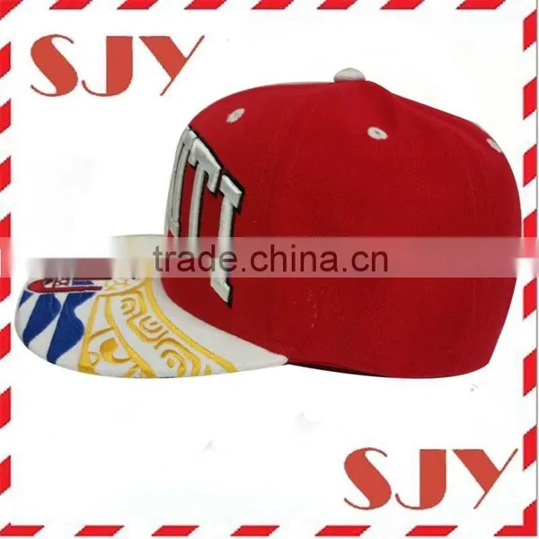 Two Tone Custom 3D Embroidery Flat Bill Baseball Hat photo-2