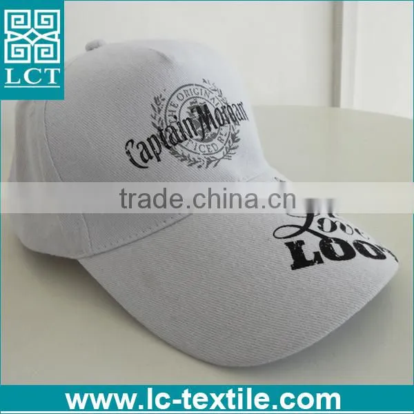 LCTN1840 Brushed Twill Designer Plain White 5 Panel Cap With Print on Brim photo-3