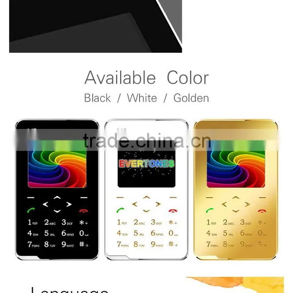 Ultra Thin AIEK V5 Black Card Mobile Phone Pocket Mini Phone Touch Keyboard Quad-Band Multi-languages photo-2