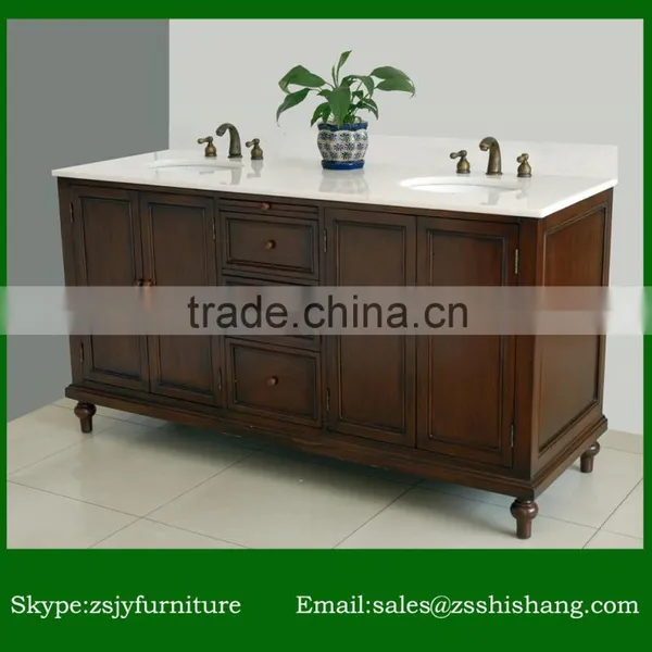 Modern Double Sink Solid Wood Bathroom Furniture