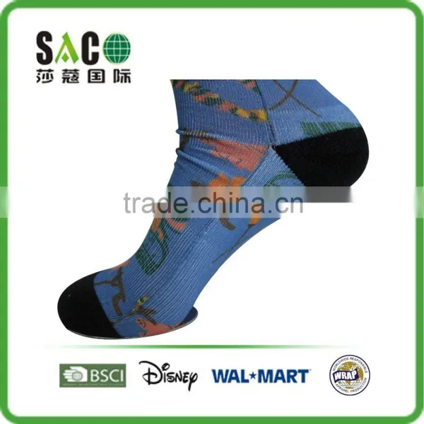 Orange Pig Pattern Flame Pattern Blue Printing Polyester Socks photo-2